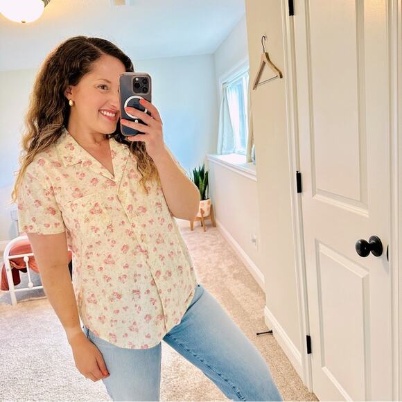 Lauren Ralph Lauren Other - Lauren Ralph Lauren Vintage Floral Yellow Pink Cotton PJ Top Medium
